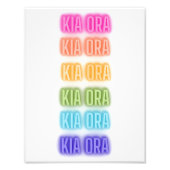 Neon Teken Stijl Kia Ora Herhalende Regenboog Prin Foto Afdruk (Voorkant)