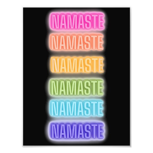 Neon Teken Stijl Namaste Herhalende Regenboog Prin Foto Afdruk (Voorkant)