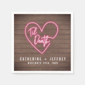 Neon Teken Tot De Dood Hart Hout Wedding Servet (Voorkant)