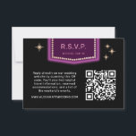 Neon teken Vegas bruiloft QR Code Online RSVP Kaartje<br><div class="desc">Geïnspireerd door de iconische neontekens van de oude tijd Las Vegas, is deze bestemmingsuitnodigingantwoordkaart een kleurrijke en leuke noot aan die geschiedenis en geeft je gasten een idee van die nostalgische nachtelijke Vegas vibe. Vergeet niet om met uw RSVP datum te personaliseren en de QR code bij te werken aan...</div>