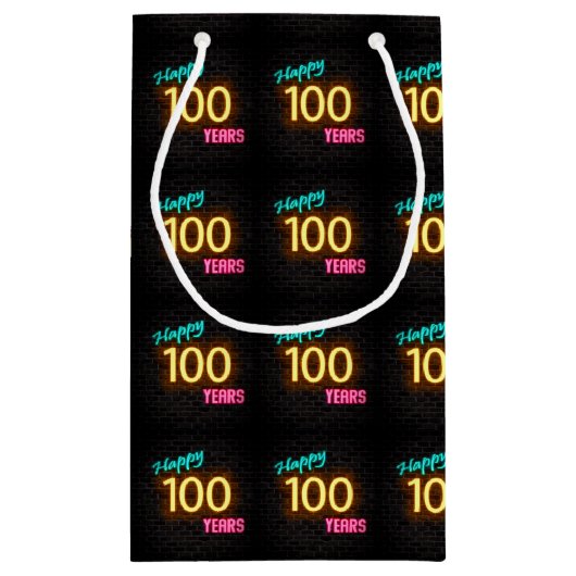 Neon teken voor 100e verjaardag klein cadeauzakje (Achterkant)
