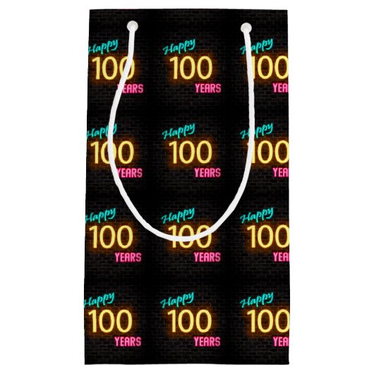 Neon teken voor 100e verjaardag klein cadeauzakje (Voorkant)