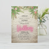Neon Teken Witte Brick Botanische Huwelijk Kaart (Staand voorkant)