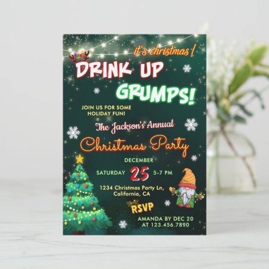 Neon tekent kerstfeest kaart (Staand voorkant)