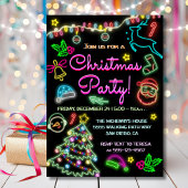 Neon tekent kerstfeest kaart