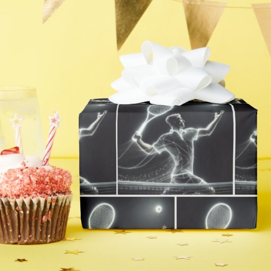 Neon tennisspeler cadeaupapier (Verjaardagsfeest)