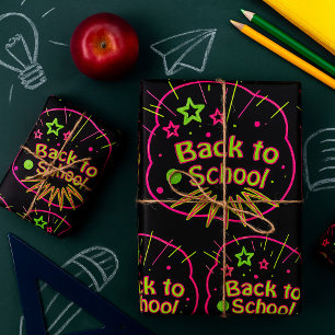 Neon terug naar school cadeaupapier