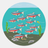 Neon Tetra Ronde Sticker (Voorkant)