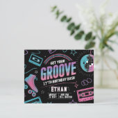 Neon Theme Verjaardag Uitnodiging Kaart (Staand voorkant)