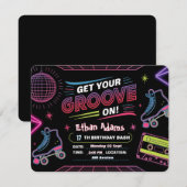 Neon Theme Verjaardag Uitnodiging Kaart (Voorkant / Achterkant)