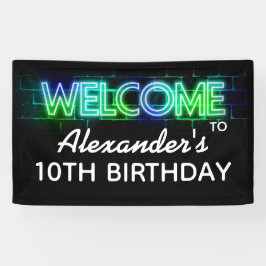 Neon themed verjaardagswelkomstbanner spandoek