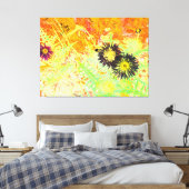 Neon Thistle Abstraction Canvas Afdruk (Insitu (Slaapkamer))