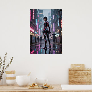 Neon Thorns - Cyberpunk Roos Assassin Poster