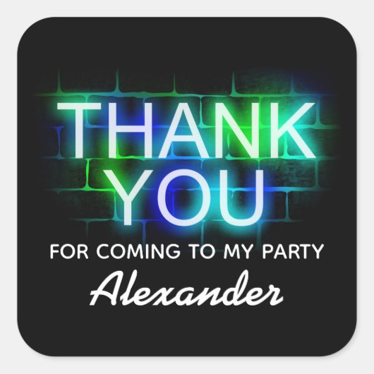 Neon Threadparty Bedankt Stickers (Voorkant)