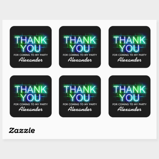 Neon Threadparty Bedankt Stickers (Vel)