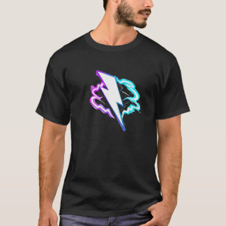 Neon Thunder Retro Lightning Power Design T-shirt