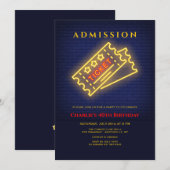 Neon Ticket to Party Invitation Kaart (Voorkant / Achterkant)