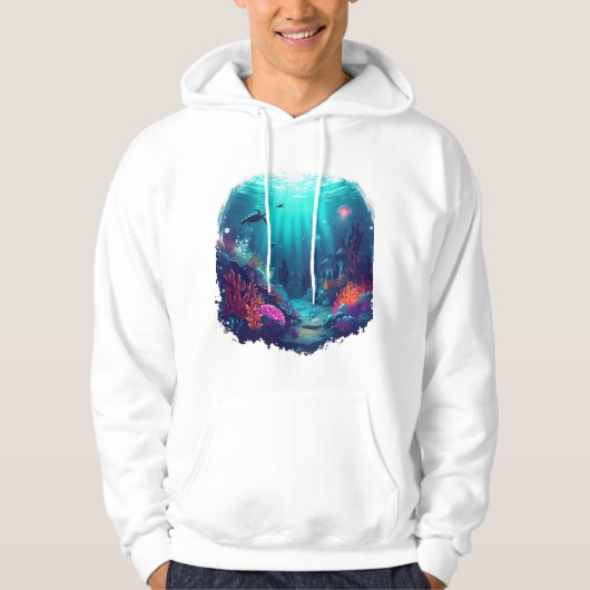 Neon Tides – Deep Ocean Kingdom Illustration Hoodie (Voorkant)