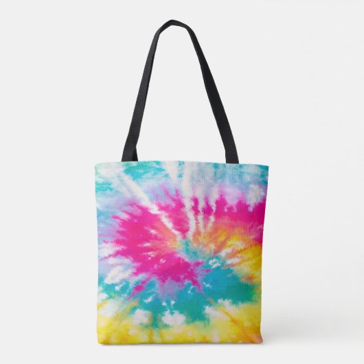 Neon Tie Dye Groovy - Gepersonaliseerd Tote Bag (Achterkant)