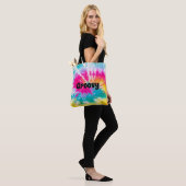 Neon Tie Dye Groovy - Gepersonaliseerd Tote Bag (Op model)