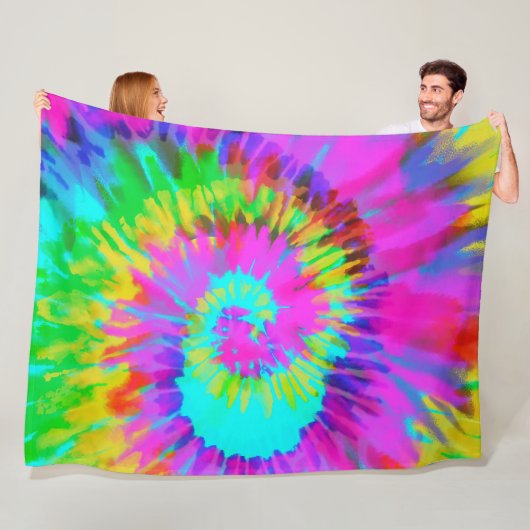 Neon Tie Dye Swirl Fleece Deken (In situ)