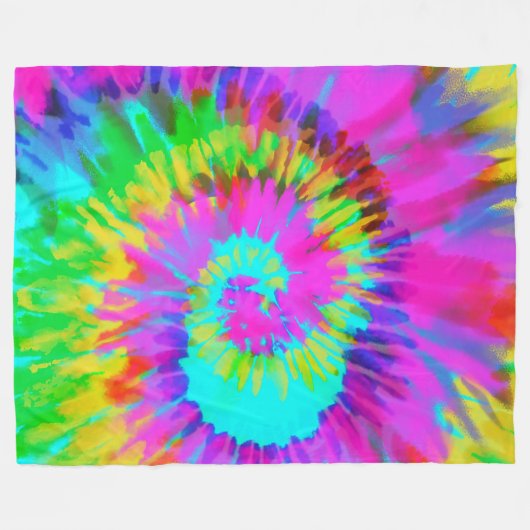 Neon Tie Dye Swirl Fleece Deken (Voorkant (Horizontaal))