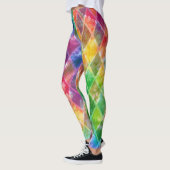 Neon Tie Dye Waterverf Harlequin Argyle Leggings (Links)