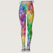 Neon Tie Dye Waterverf Harlequin Argyle Leggings (Voorkant)