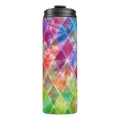 Neon Tie Dye Waterverf Harlequin Argyle Thermosbeker (Voorkant)