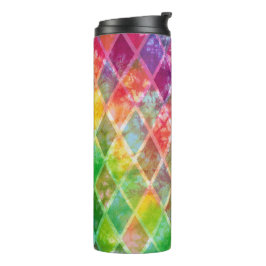 Neon Tie Dye Waterverf Harlequin Argyle Thermosbeker