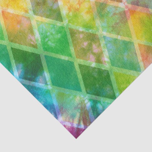 Neon Tie Dye Waterverf Harlequin Argyle Tissuepapier (Detail)