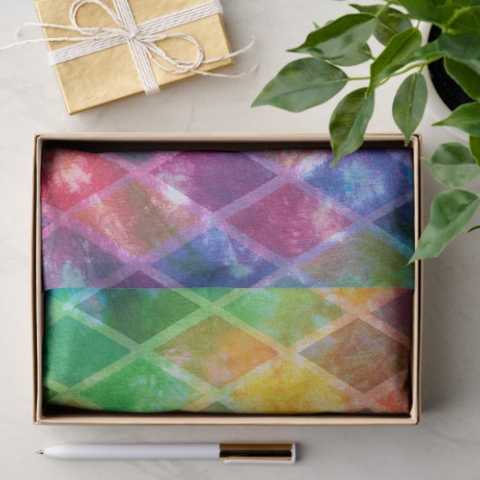 Neon Tie Dye Waterverf Harlequin Argyle Tissuepapier (Geschenk)