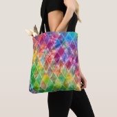 Neon Tie Dye Waterverf Harlequin Argyle Tote Bag (Dichtbij)