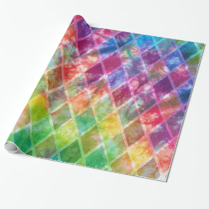 Neon Tie Dye Waterverf Harlequin Cadeaupapier