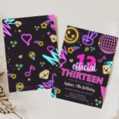 Neon Tiener Dertiende Verjaardagsfeest Kaart