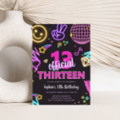Neon Tiener Dertiende Verjaardagsfeest Kaart