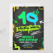 Neon Tiener Graffiti 10 dubbel cijfer Verjaardag Kaart (Voorkant)