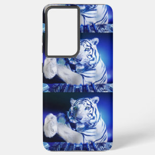 Neon Tiger DJ Phone Hoesje – EDM Festival Cyberpun Samsung Galaxy Hoesje