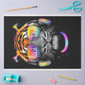 Neon Tiger met hoofdtelefoon Tissue Paper Tissuepapier (Craft)