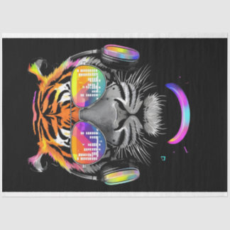 Neon Tiger met hoofdtelefoon Tissue Paper Tissuepapier