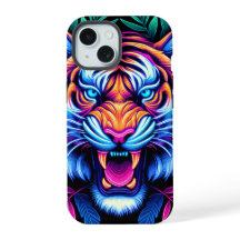 Neon Tijger en junglebladeren