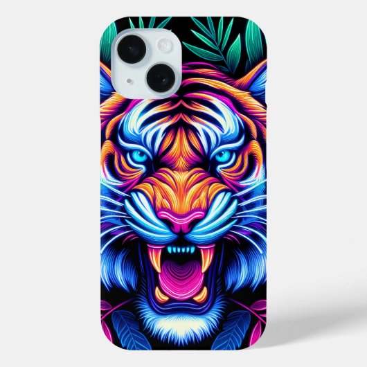 Neon Tijger en oerwoud bladeren Case-Mate iPhone Case (Achterkant)