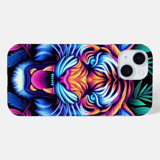 Neon Tijger en oerwoud bladeren Case-Mate iPhone Case (Achterkant (horizontaal))
