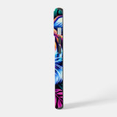 Neon Tijger en oerwoud bladeren iPhone 15 Case (Linkerkant)