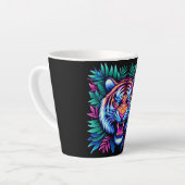 Neon Tijger en oerwoud bladeren Latte Mok (Linkerhoek)