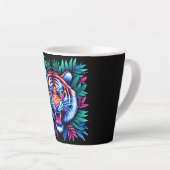 Neon Tijger en oerwoud bladeren Latte Mok (Rechterhoek)