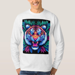 Neon Tijger en oerwoud bladeren T-shirt