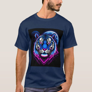 Neon Tijger Illustratie met Geometrische Vormen T-shirt