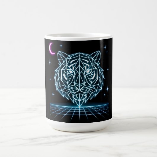 Neon Tijger Synthwave – Retro Elektrische Strijder Koffiemok (Center)