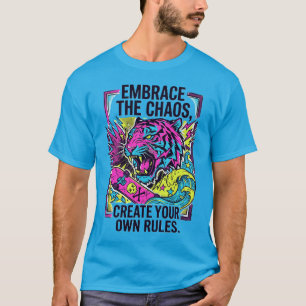 Neon TijgerStreetwear Omarm de Chaos Skate Urban T-shirt